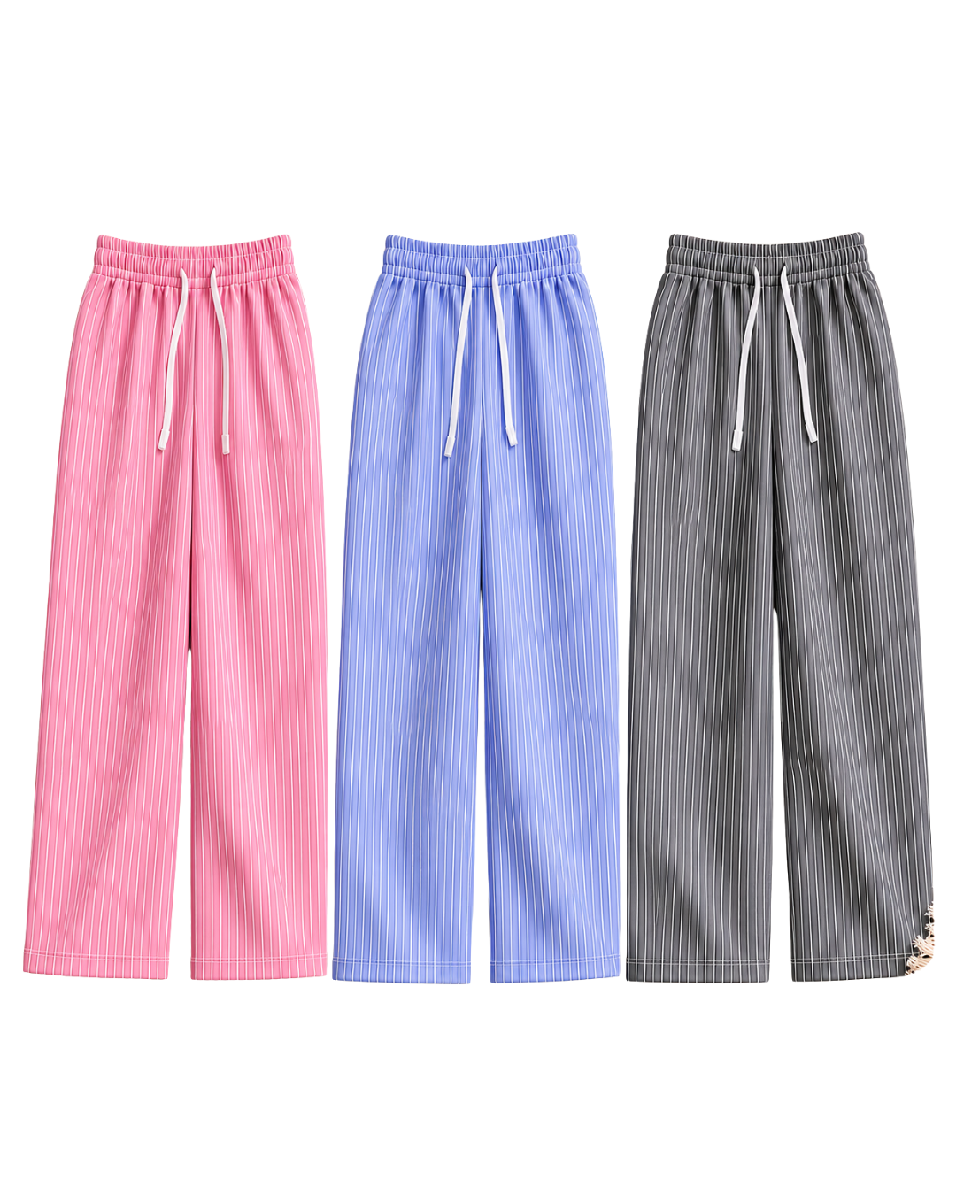 بنطلون مخطط واسع بقصة مريحة – Wide Leg Lounge Pants